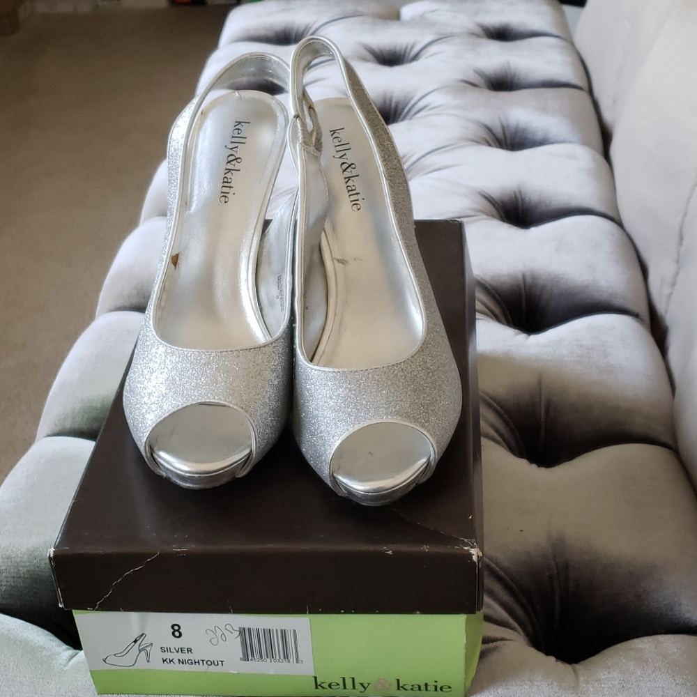 Glitter silver heels